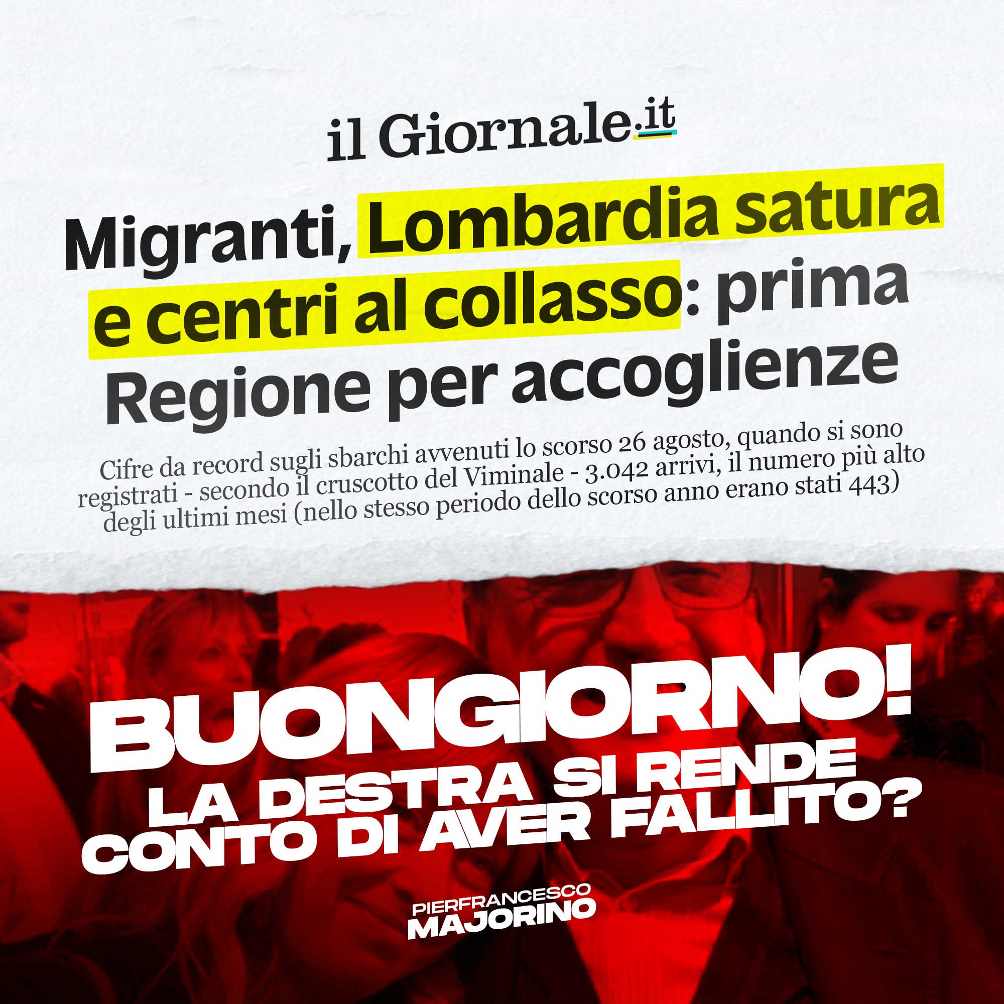 “Migranti, Lombardia al collasso”. La destra ha fallito.