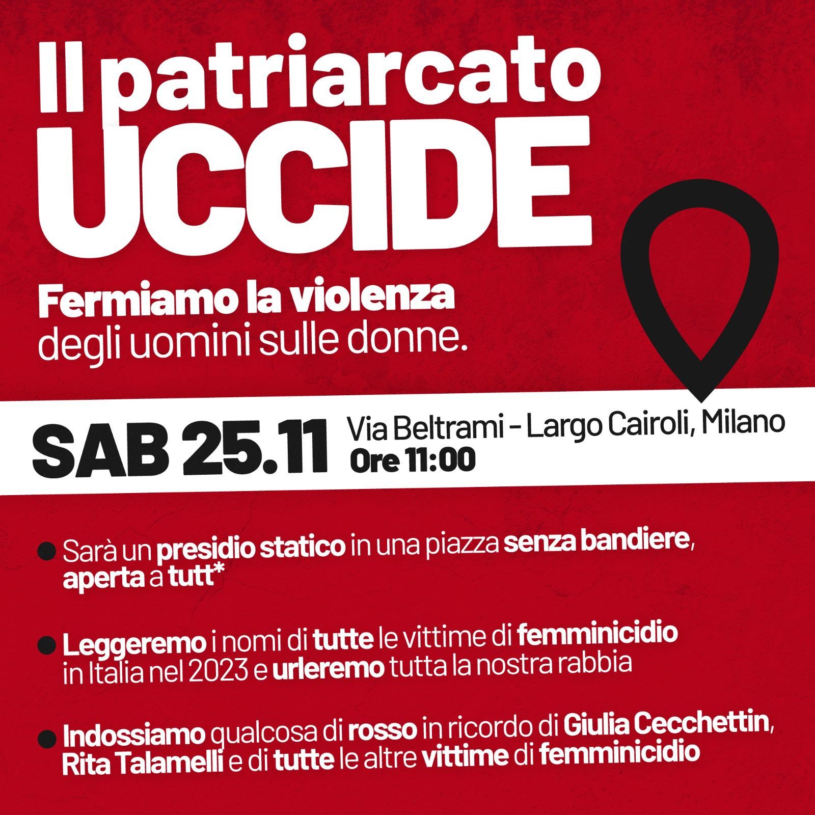 Il Patriarcato uccide. Scendiamo in piazza